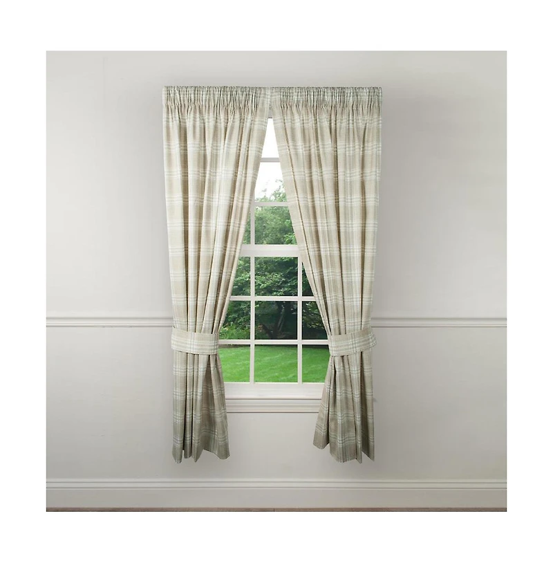 Ellis Curtain Bartlett Unlined 2-Piece Window Curtain Tailored Panels Pair with Ties - 90x84 Natural