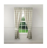 Ellis Curtain Bartlett Unlined 2-Piece Window Curtain Tailored Panels Pair with Ties - 90x84 Natural