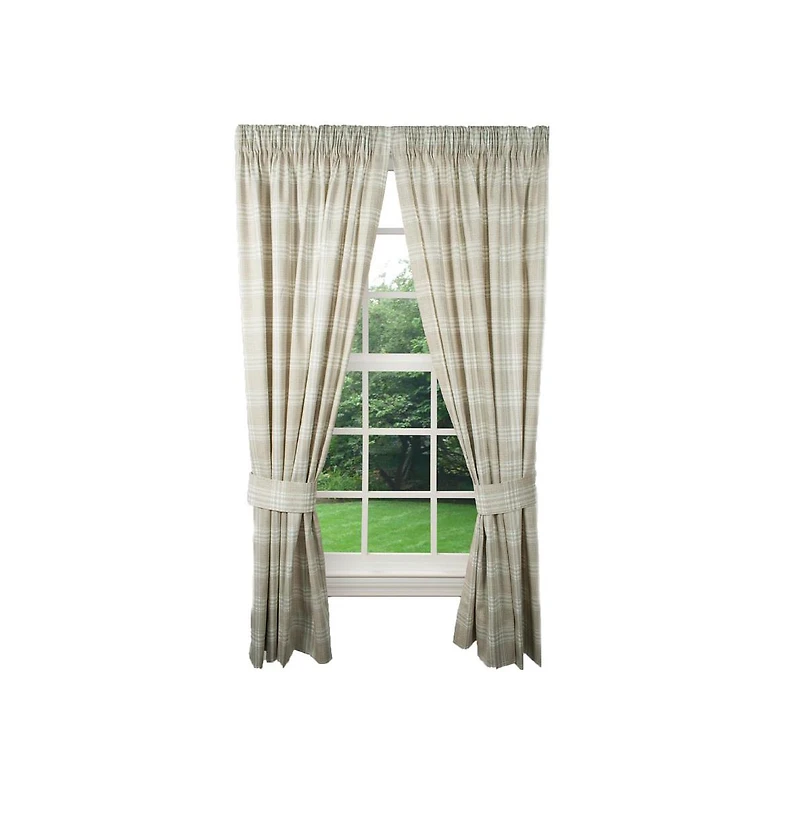 Ellis Curtain Bartlett Unlined 2-Piece Window Curtain Tailored Panels Pair with Ties - 90x84 Natural