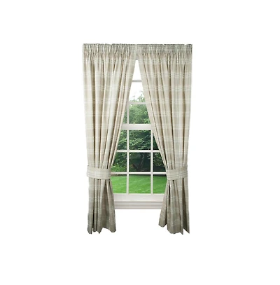 Ellis Curtain Bartlett Unlined 2-Piece Window Curtain Tailored Panels Pair with Ties - 90x84 Natural