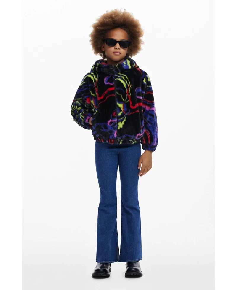 Desigual Girls's Rainbow fur jacket