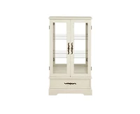 Casainc Glass Cabinet with Adjustable Shelves 2 Doors and 1 drawer Bulb Included