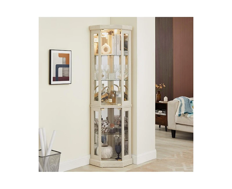 Casainc Corner Glass Cabinet with Lighted Included