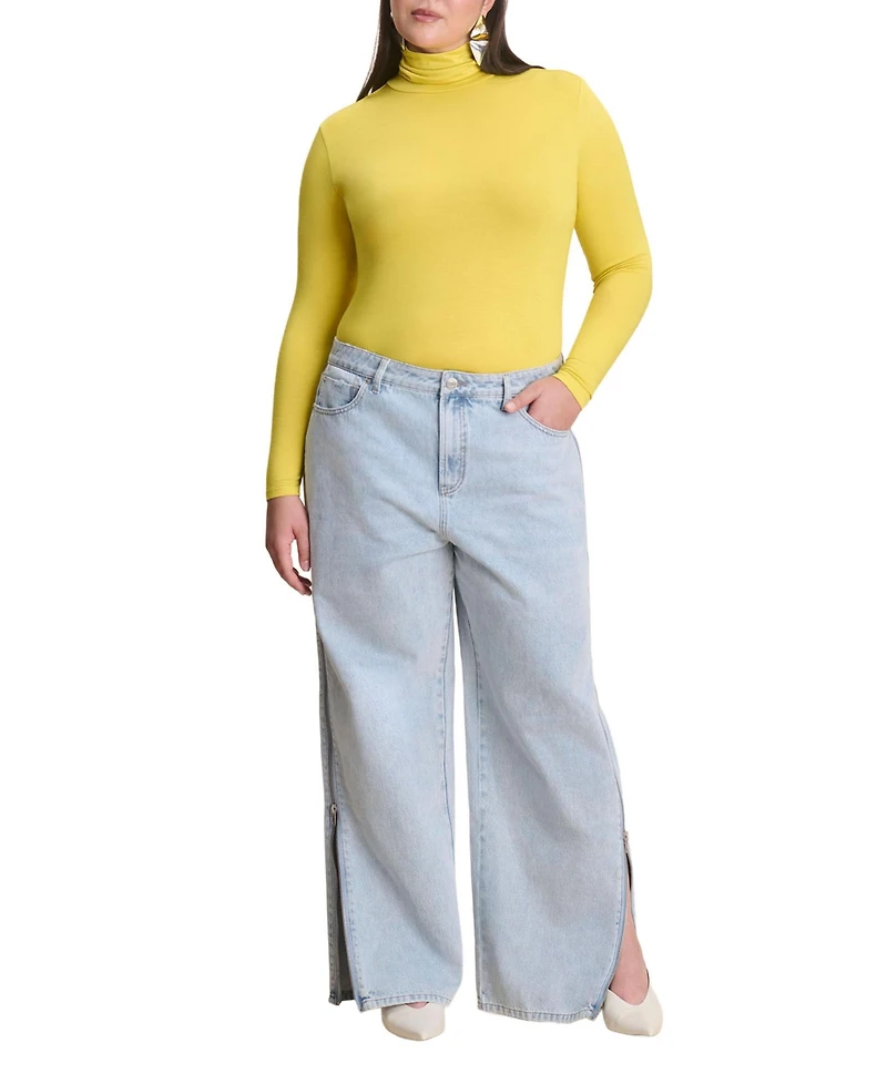 Eloquii Women's Side Zip Loose Jean