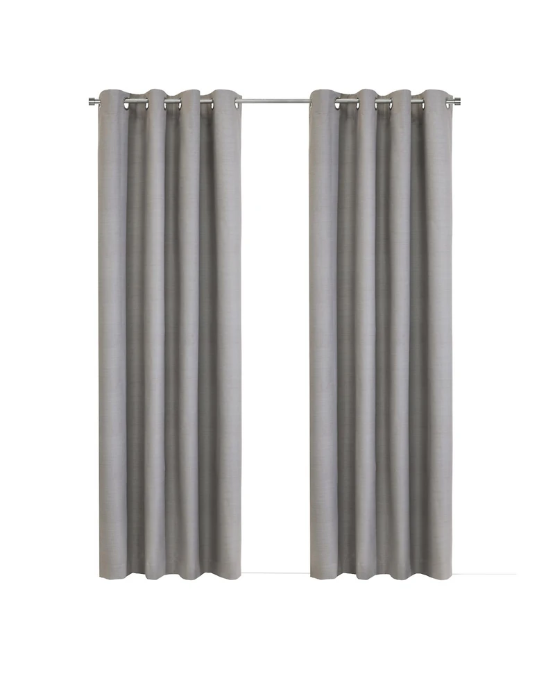 Thermaplus 100% Polyester Mason Lightweight Texture Printed Blackout Grommet Curtain Panel 52" x 95" Silver