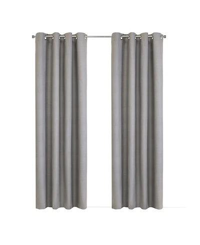 Thermaplus 100% Polyester Mason Lightweight Texture Printed Blackout Grommet Curtain Panel 52" x 95" Silver