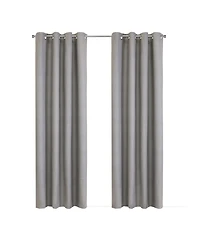 Thermaplus 100% Polyester Mason Lightweight Texture Printed Blackout Grommet Curtain Panel 52" x 95" Silver