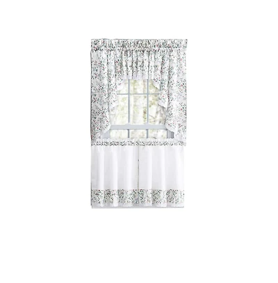 Ellis Country Floral Small Scale 1.5" Rod Pocket Floral Pattern with Ruffle Lace Edge Valance 52"x12" Multicolor