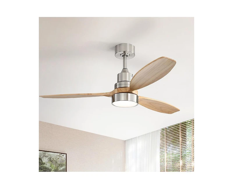 52-inch Simple and Grand Style Sand Nickel 3-Blade Ceiling Fan with Remote Control and Light Source