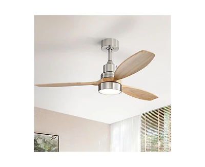 52-inch Simple and Grand Style Sand Nickel 3-Blade Ceiling Fan with Remote Control and Light Source