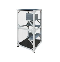 Aostirmotor 71 in. H Outdoor Wooden Cat Enclosure with Napping House 4 Platforms & Weatherproof Asphalt Roof in Gray