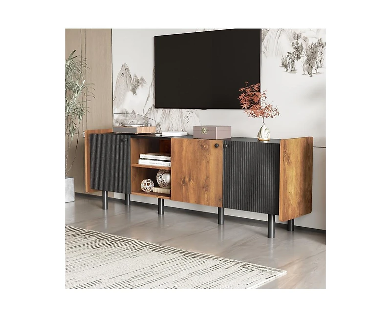 Casainc Storage Cabinet with Mid Century Tv Stand
