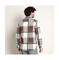 Campus Sutra Men's Russet Brown Overlap Buffalo Shirt