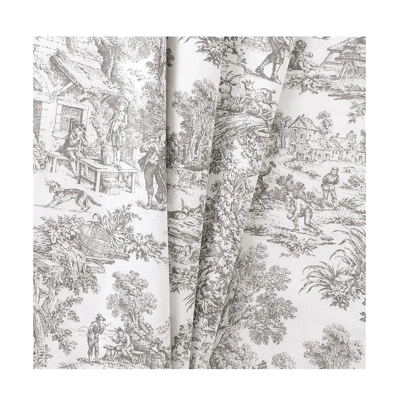 Ellis Curtain Victoria Park Toile Room Darkening Solid Natural Stylish Color Lined Scallop Window Valance - 70 x15, Gray