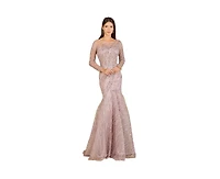 Lara Women's Long Sleeve Mermaid Beaded Gown