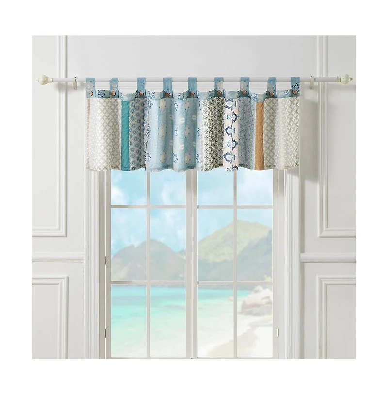 Greenland Home Fashions Thalia Stylized Florals and Geometric Prints Bohemian Ultimate Comfort Valance 84"x21" Blue