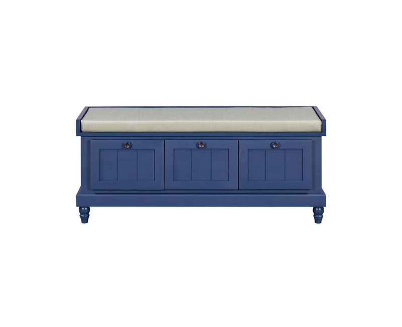 Classic Shoe Bench Cabinet with Cushion and Three Drawers
