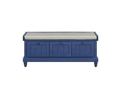 Classic Shoe Bench Cabinet with Cushion and Three Drawers