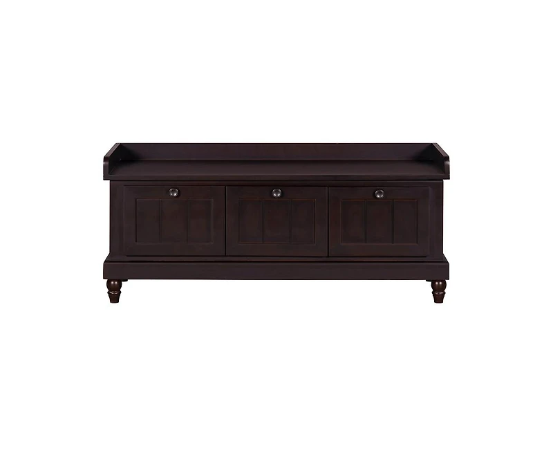 Casainc Classic Shoe Bench Cabinet with Cushion and Three Drawers
