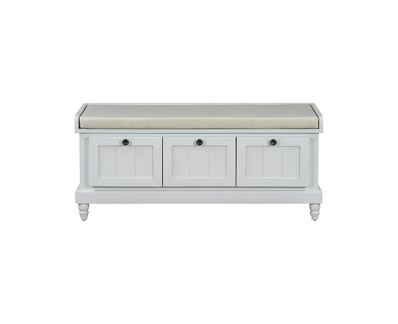 Classic Shoe Bench Cabinet with Cushion and Three Drawers