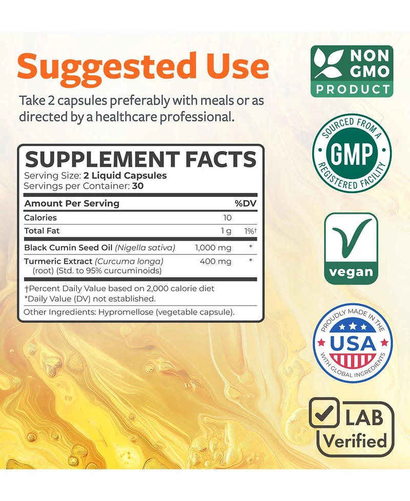 Healths Harmony Black Seed Oil + Turmeric, 60ct