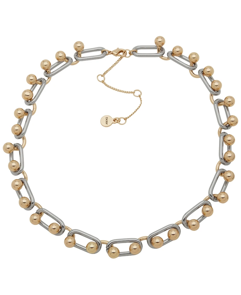 Dkny Two-Tone Ball Link Chain Frontal Necklace
