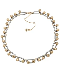 Dkny Two-Tone Ball Link Chain Frontal Necklace