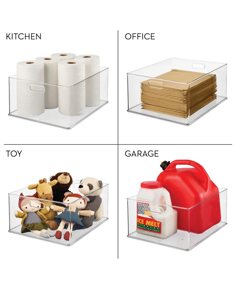 iDesign Plastic Pantry Storage Bin with Handles - Set of 3 - Clear