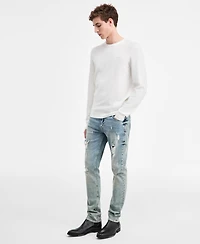 Guess Men's Karim Piquet Stitched Crewneck Sweater