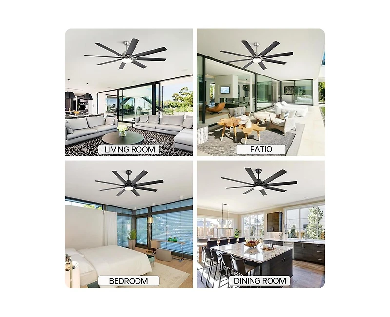 Sofucor 66-inch Modern Sand Nickel 8-blade Ceiling Fan with Intelligent Remote Control and App Timing Function for Various Indoor Layouts