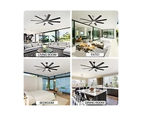 Sofucor 66-inch Modern Sand Nickel 8-blade Ceiling Fan with Intelligent Remote Control and App Timing Function for Various Indoor Layouts