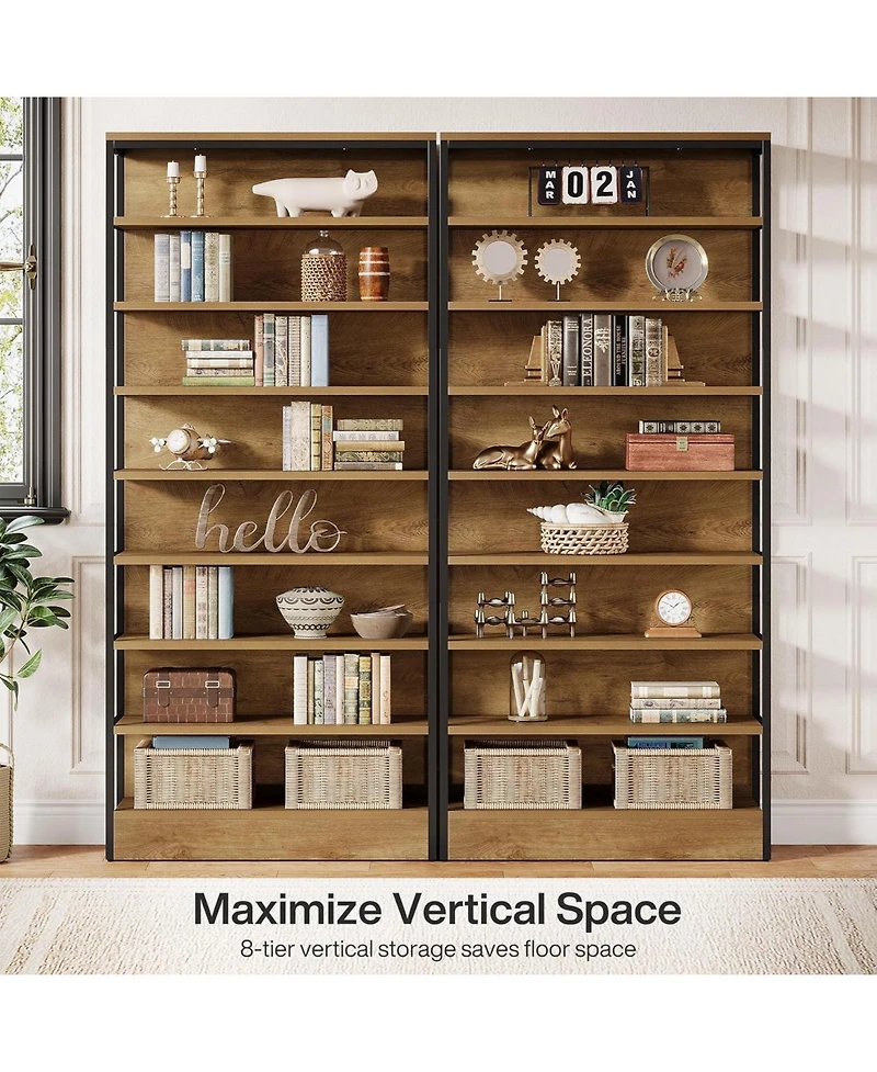 Tribesigns 71" Tall Kitchen Pantry, 8-Tier Industrial Storage Etagere with Solid Back, Freestanding Pantry Organizer with Metal Frame