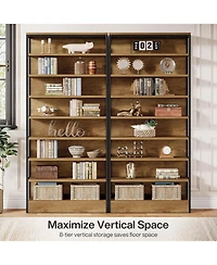 Tribesigns 71" Tall Kitchen Pantry, 8-Tier Industrial Storage Etagere with Solid Back, Freestanding Pantry Organizer with Metal Frame