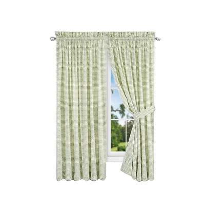 Ellis Curtain Davins 100 Percent High Quality 2-Piece Window Rod Pocket Panel Pairs With 2 Tie Backs - 90x63" - 90" x 63" Spa