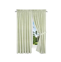 Ellis Curtain Davins 100 Percent High Quality 2-Piece Window Rod Pocket Panel Pairs With 2 Tie Backs - 90x63" - 90" x 63" Spa