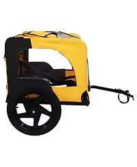 Aostirmotor Yellow Pet Bike Dog Cart for Bicycle Suitable for Small and Medium Pets Folding Cart Frame Quick Release Wheel Internal Leash