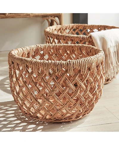 Emlyn Rattan Decorative Baskets Set of 2 Without Handles