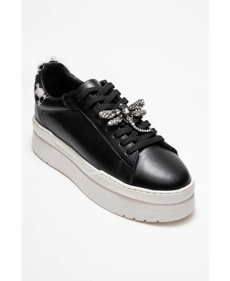 Forever & Always Shoes Laren Leather Buckle Sneakers (Women)
