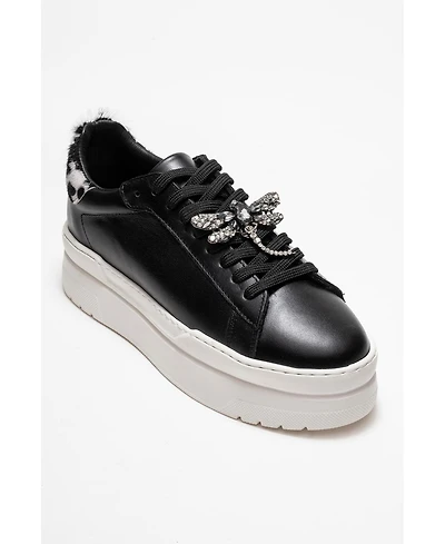Forever & Always Shoes Laren Leather Buckle Sneakers (Women)