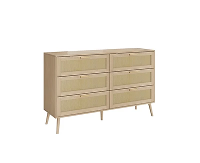 Casainc Rattan Storage Cabinet with 6 Drawers