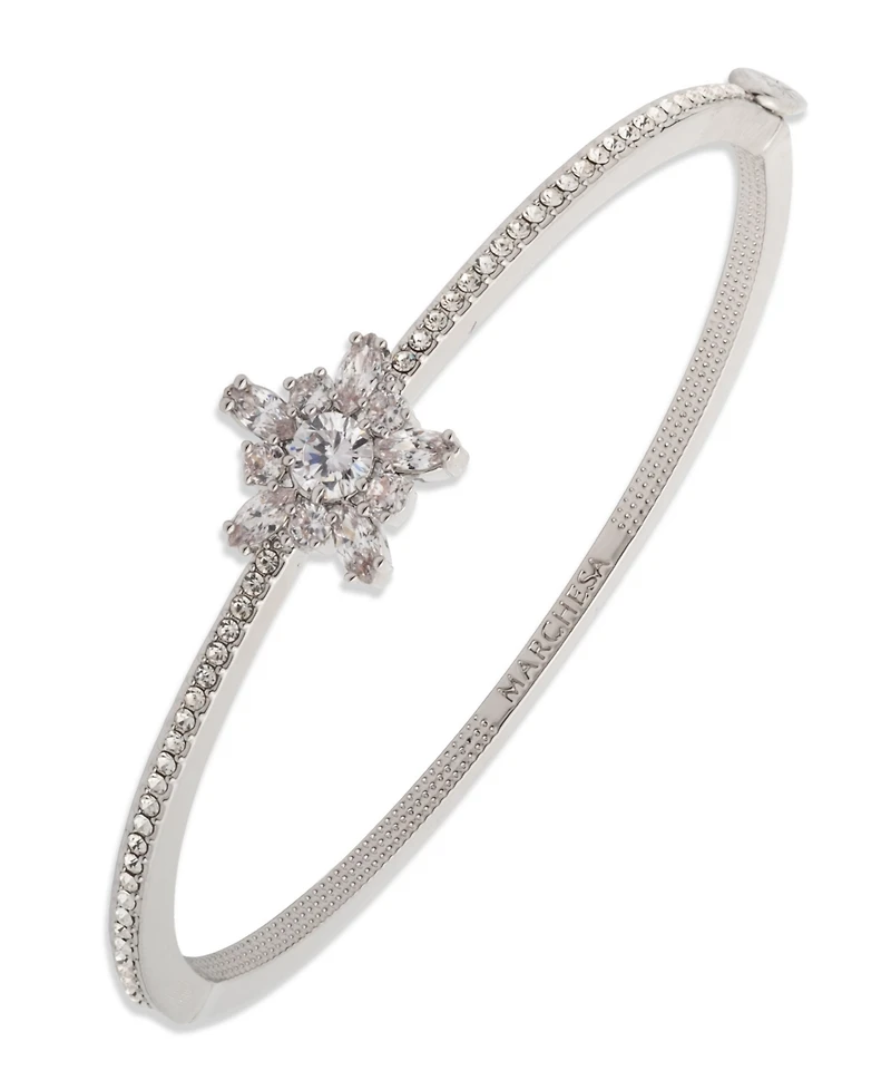 Marchesa Cubic Zirconia Silver-Tone Star Bangle Bracelet