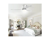 52-inch Modern Classic Silver 3-Blade Flush Mount with Intelligent Remote Control and Light
