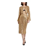 Mac Duggal Women's Sequin Embellished Mesh Fitted Midi Pencil Skirt