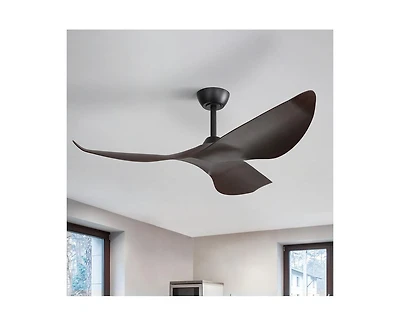 52-inch Lightweight Modern Black 3-Blade Ceiling Fans with Remote Control Function