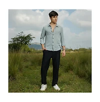 Campus Sutra Men's Cloud Grey Trough-Tactile Shirt