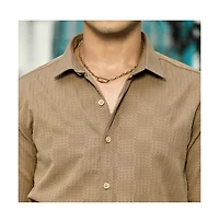 Campus Sutra Men's Ash Brown Grid-Check Tactile Shirt