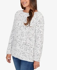 Ruby Rd. Petite Speckled Chenille Eyelash Boat Neck Sweater