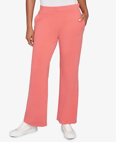 Ruby Rd. Petite Mid Rise Luxe Rib Knit Leisure Pants