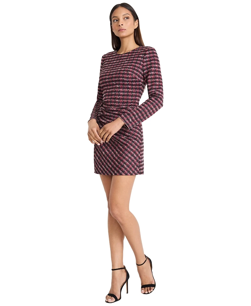 Donna Morgan Women's Tweed Long-Sleeve Mini Dress