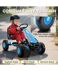 Qaba Go Kart for Kids, Pedal Cart with Adjustable Seat, Eva Wheels,